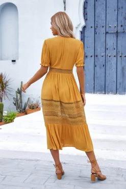 CUPSHE Malvina Plunge Bubble Sleeve Cut Out A-Shape Dress Clothing