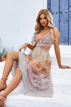 CUPSHE Malvina Plunge Backless Lace Up A-Shape Dress