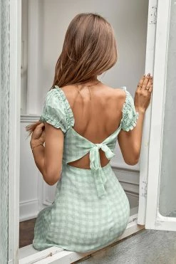 CUPSHE Haven Tie Waist Gingham A-Shape Dress