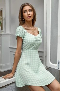 CUPSHE Haven Tie Waist Gingham A-Shape Dress