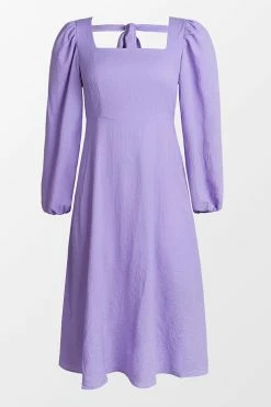 CUPSHE Angelina Purple Back Tie Tea Length Dress
