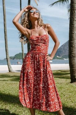 CUPSHE Dresses Best Sellers Bryana Ditsy Floral Ruched Lace-up Slip Dress