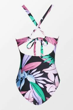 CUPSHE Tropicool Leaf Double Strap Side Shirred One Piece Swimsuit