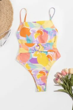 CUPSHE One Pieces Luminescent Belted O Ring Square Neck One Piece Swimsuit