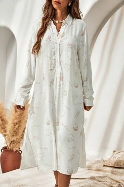 CUPSHE Clothing Gabriela Long Sleeve Loose Waisted Button Shirt Dress