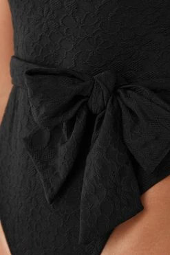 CUPSHE Lauren Belted Bandeau Black One Piece Swimsuit One Pieces