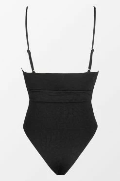 CUPSHE Lauren Belted Bandeau Black One Piece Swimsuit One Pieces