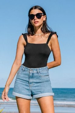 CUPSHE Clothing Jaylin Square Neck Middle-cut Ruffled Bodysuit