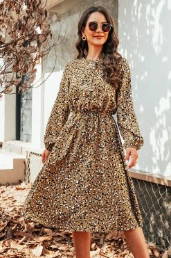 CUPSHE Ryan Leopard Print Midi Dress Clothing