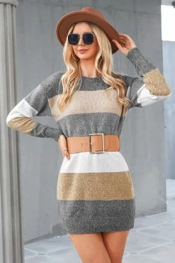CUPSHE Clothing Lavada Striped Mini Sweater Dress