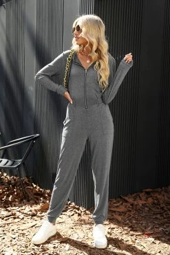 CUPSHE Just Dance Hooded Zip-Up Jogger Jumpsuit