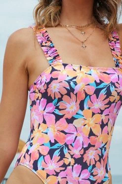 CUPSHE Saint Tropez Square Neck Ruffles One Piece