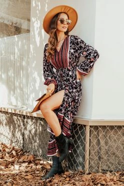 CUPSHE Avila Paisley Floral Long Sleeve Maxi Dress