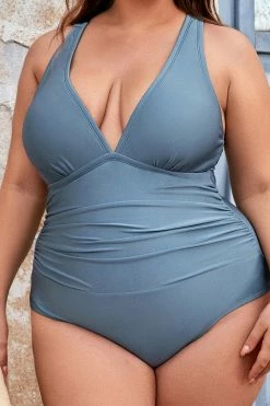 CUPSHE Wild Romance Shirred Halter Plus Size One Piece Swimsuit