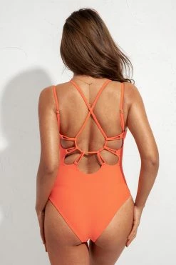 CUPSHE One Pieces Allie Orange Ruched Cut-out Back Tummy Control One Piece Swimsuit