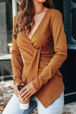 CUPSHE Donella Ribbed Surplice Wrap Top