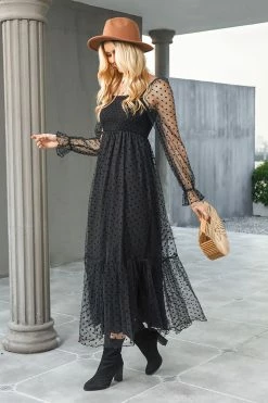 CUPSHE Neva Clip Dot Smocked Maxi Dress Clothing