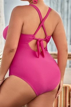 CUPSHE One Pieces Street Art Bunny Tie Front Tummy Control Plus Size One Piece