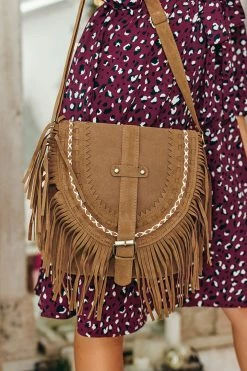 CUPSHE Clothing Quicksand Faux Suede Fringe Crossbody Bag