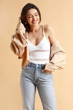 CUPSHE Clothing Emory White Fishnet Insert Bodysuit