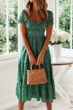 CUPSHE Aubree Bubble Sleeve Ruffle Loose Waisted A-Shape Dress Dresses Best Sellers