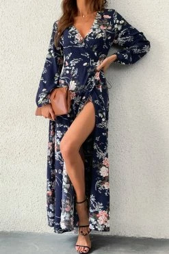 CUPSHE Kelsi Floral Print Chiffon Belted Wrap Maxi Dress Dresses Best Sellers