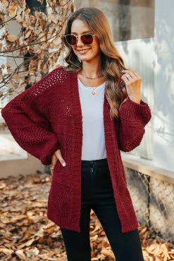 CUPSHE Vesta Crochet Open-Knit Oversized Cardigan Clothing