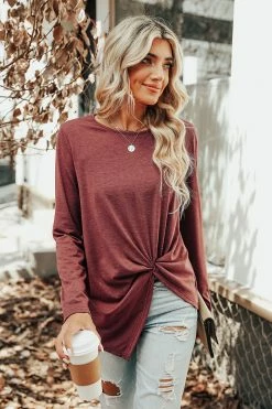 CUPSHE Oakleigh Twist-Front Slub Knit Tee Clothing