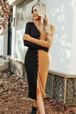 CUPSHE Camryn Ribbed Two-Tone Dress