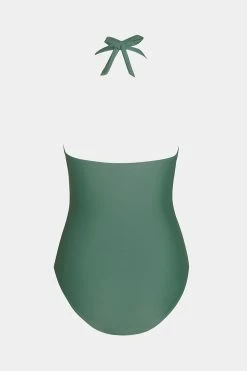 CUPSHE Tempest Ruched Sweetheart Halter Green One Piece Swimsuit One Pieces