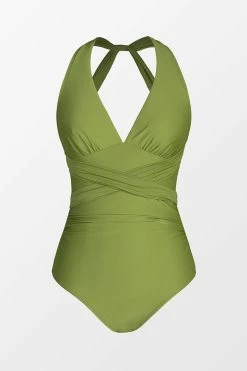 CUPSHE One Pieces Essential Space Plunge Back Tie Shirred One Piece Swimsuit