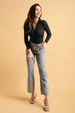 CUPSHE Clothing Rebekah Black V-neck Long Sleeve Bodysuit