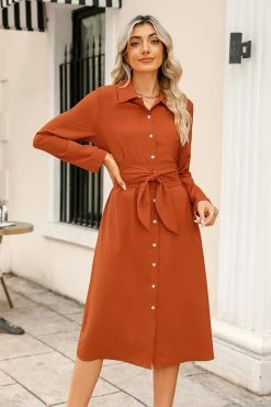 CUPSHE Catriona Belted Maxi Shirt Dress