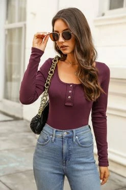 CUPSHE Clothing Carin Ribbed Henley Tee