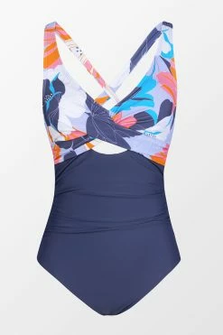 CUPSHE Deep Ocean Wrap Front Cutout Tummy Control One Piece Swimsuit