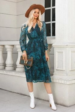 CUPSHE Clothing Selma Abstract Print Surplice Midi Dress