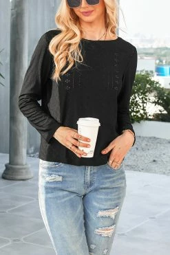 CUPSHE Polina Contrast Lace Long Sleeve Top Clothing