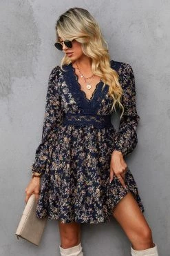 CUPSHE Alison Ditsy Floral Lace Mini Dress Clothing