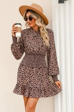 CUPSHE Georgette Cheetah Print Smocked Mini Dress Clothing