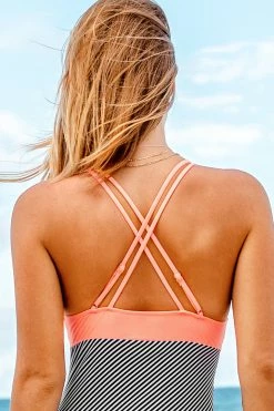 CUPSHE Peachy And Striped Tummy Control One Piece Swimsuit One Pieces