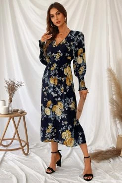 CUPSHE Clothing Romantic Vibes Floral Print Gigot Sleeve Dress