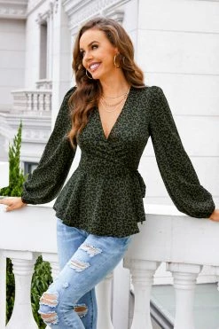 CUPSHE Clothing Profess The Love Belted Leopard Print Wrap Top