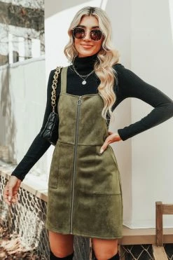 CUPSHE Clothing Bethel Faux Suede O-Ring Pinafore Dress