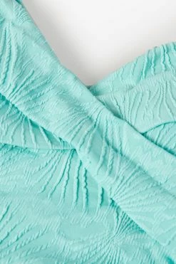 CUPSHE One Pieces Shell Jacquard Wrap Front Shirred One Piece Swimsuit