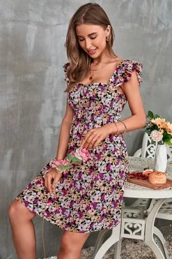 CUPSHE Dresses Best Sellers Kenya Ditsy Square Neck Cut Out Dress