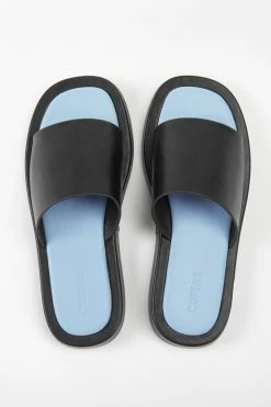 CUPSHE Coffee Run Black Wide Band Slide Sandals