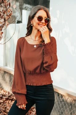 CUPSHE Eunice Smocked Bishop Sleeve Top Clothing