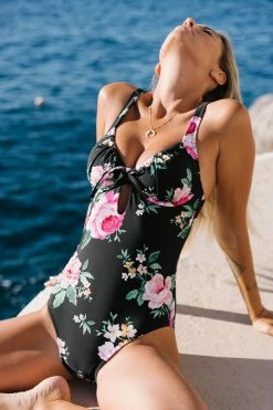 CUPSHE One Pieces Farmer's Market Floral Cutout Underwire One Piece Swimsuit