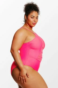 CUPSHE Love Los Angeles Strappy Mesh Plus Size One Piece Swimsuit
