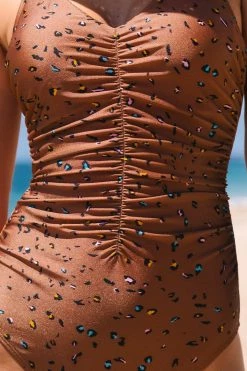 CUPSHE Intimate Animal Ruched Tie Back One Piece Swimsuit
